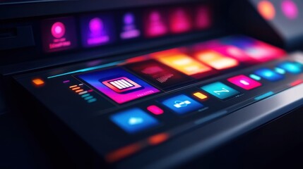 Digital Interface with Colorful Buttons in Futuristic Design