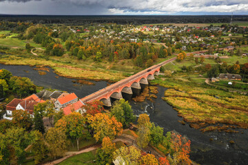 The old brick bridge across the Venta river was built in 1874 and is the longest bridge of this kind of road bridge in Europe – 164 m.