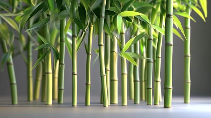 Bamboo stalks green leaves nature background serene peaceful zen plant foliage organic