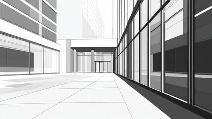 Fototapeta premium Isometric urban building, modern architecture, simple design. Cityscape element, commercial office block, vector illustration.