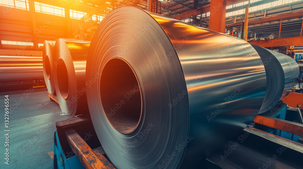 Poster metal sheets rolled with precision in manufacturing facility generative ai