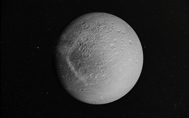One of Saturn's natural satellites, Dione, against the stars. Elements of this image furnished by NASA.