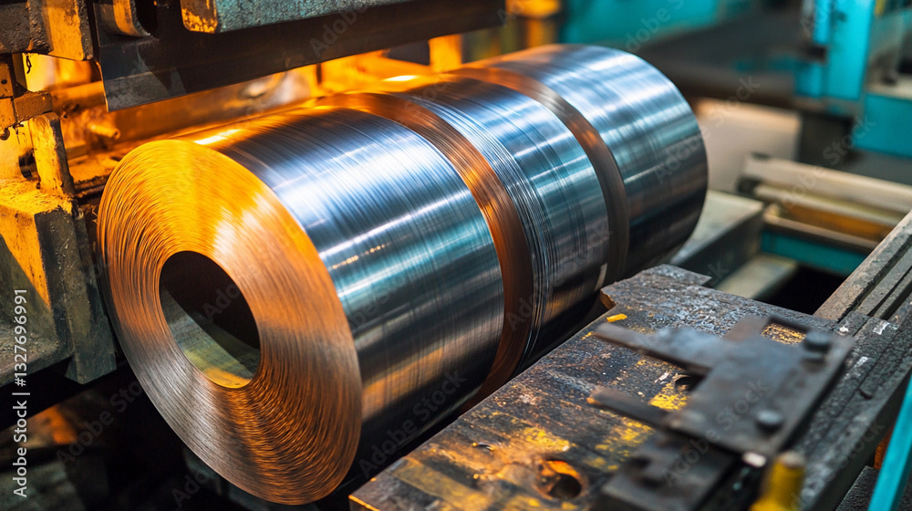Aufkleber steel sheets processed in metal rolling machine generative ai