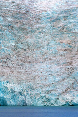 Close up scenic landscape view of a glacier in a fjord in Prince Christian Sound in Greenland