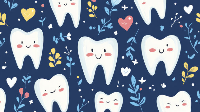 Vector dental label protection template illustration stomatology mouth graphic oral element seamless pattern background
