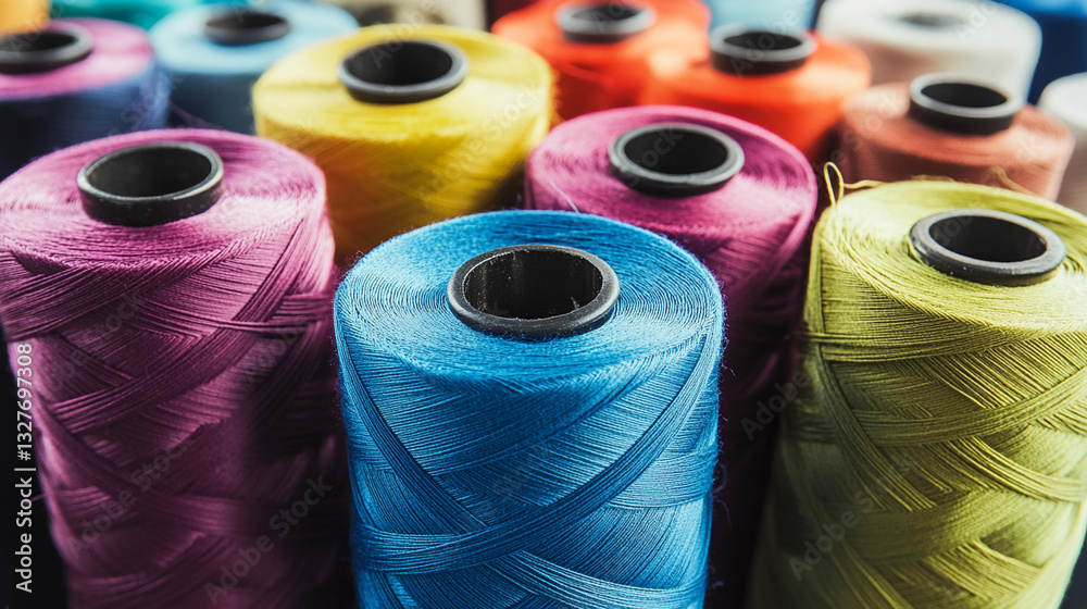 Leinwandbilder colorful spools of thread arranged in a creative display generative ai