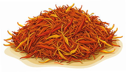 Dried saffron spice isolated on white background.
