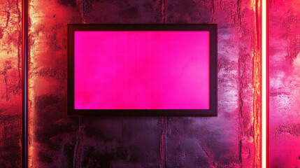 Modern art display on textured metallic wall with black frame