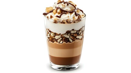 Layered Chocolate Dessert isolated on white background
