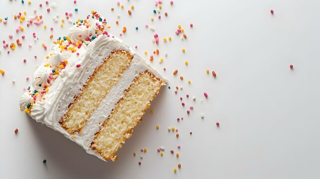 Slice of Cake Isolated on White Background