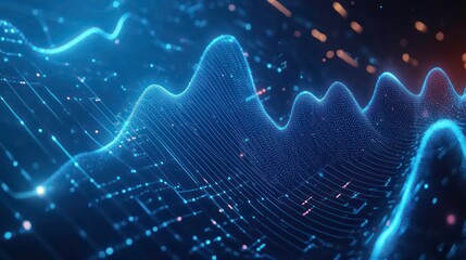 Abstract digital data waves. Graphic representation of data flow. Possible use stock photo for technology concepts