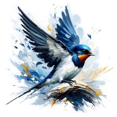 Obraz premium 제비, 임파스토 기법 일러스트, jpeg (Barn swallow, Impasto Techniques Illustration, jpeg)