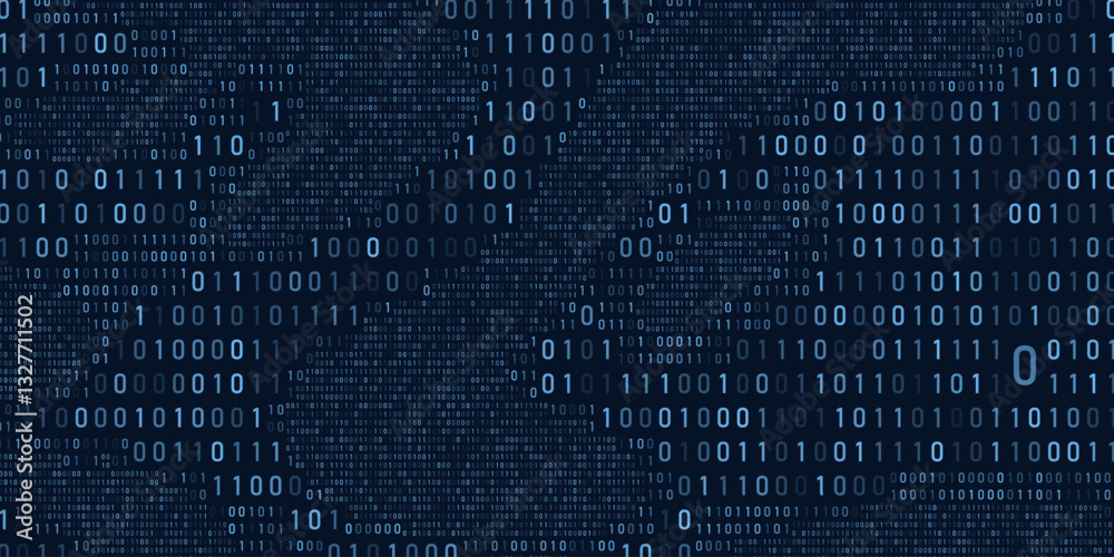 Poster abstract binary code cloud background. ai learning on data cyber field. futuristic digital technolog