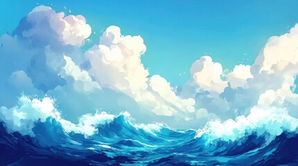 Dramatic Seas with Crashing Waves and Gloomy Clouds