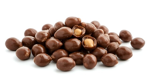Tumpukan Kacang Berlapis Cokelat Terisolasi Dengan Latar Belakang Putih