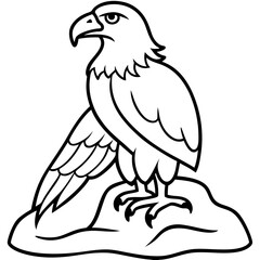 Obraz premium a bold black and white line drawing of a regal eagle perched on a rock