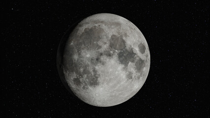 The Moon with stars in the background. Elements of this image furnished by NASA.