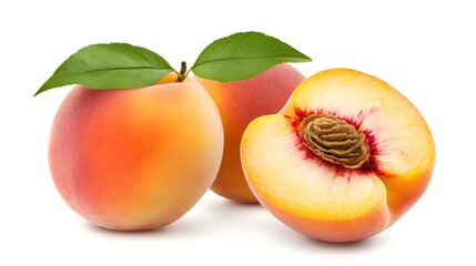 Fresh Peaches Isolated on White Background