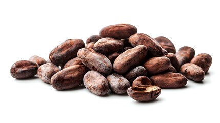 Obraz premium Pile of Raw Cocoa Beans isolated on white background