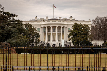 The White House, Washington DC on a cloudy, winter's day.