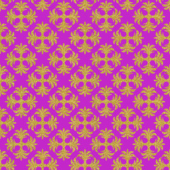 Gold art nouveau repeating motif seamless pattern