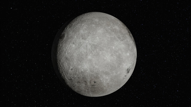 Dark side of the Moon, with stars in the background. Elements of this image furnished by NASA.
