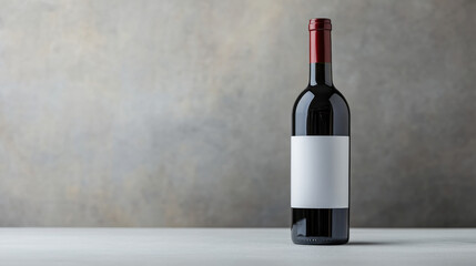 A classic unopened red wine bottle with an empty label, set against a clean background with ample copy space for branding or product advertising