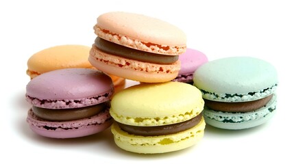 Pile of macaron cookies in various colors