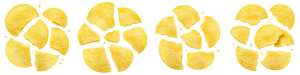 Naklejka premium Set of Broken Potato Chips