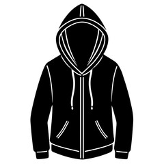 Hoodi black silhouette vector, Simple silhouette Design vector icon with white background.  Clothing Vector . Textile Vector