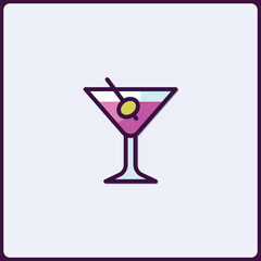 Elegant martini cocktail illustration, vibrant colors and refined aesthetic