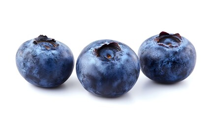 Obraz premium Three Blueberries Isolated on White Background