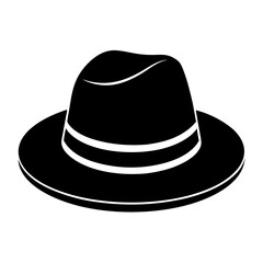 Hat black silhouette vector, Simple silhouette Design vector icon with white background.  Clothing Vector 