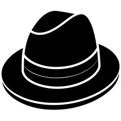 Hat black silhouette vector, Simple silhouette Design vector icon with white background.  Clothing Vector 