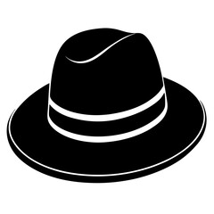 Hat black silhouette vector, Simple silhouette Design vector icon with white background.  Clothing Vector 