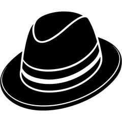 Hat black silhouette vector, Simple silhouette Design vector icon with white background.  Clothing Vector 