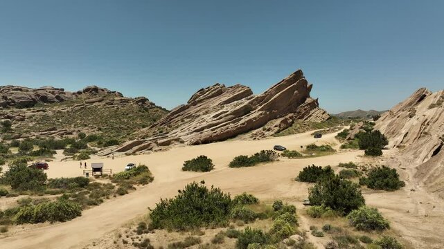 Vasquez Rocks Aerial Shot Forward Fly By California