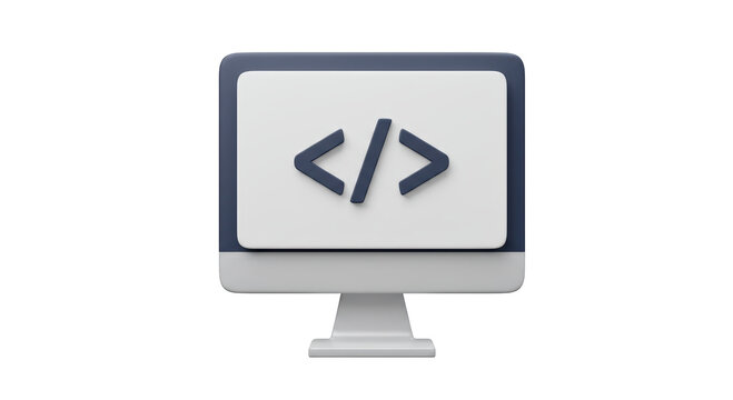Isolated Dimensional Computer Screen Displaying HTML Coding Brackets