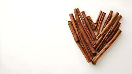Cinnamon sticks heart isolated on white background