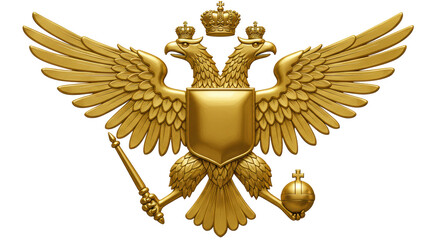 Isolated Golden Double-Headed Eagle Emblem
