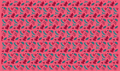 Trendy Floral Pattern with Autumn Leaves and Berries background