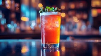 Refreshing pint of ipa served on a sleek bar with hops garnish perfect for craft beer enthusiasts and social gatherings