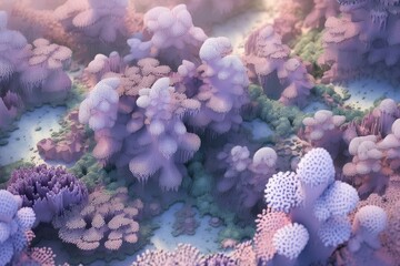 Obraz premium Abstract Purple and Teal 3D Rendered Landscape, Fantasy, Digital Art