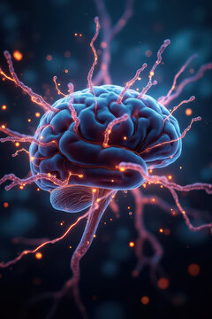 cerebro con electricidad estatica
