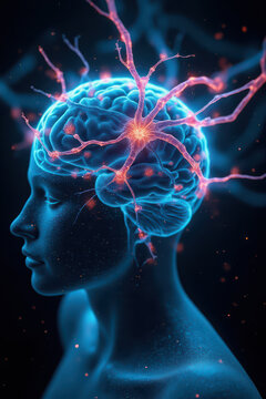 cerebro con electricidad estatica