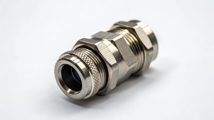 Metal Cable Gland on White Background