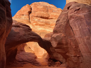 Fototapeta premium The Sand Dune Arch in the Arches National Park, Utah USA