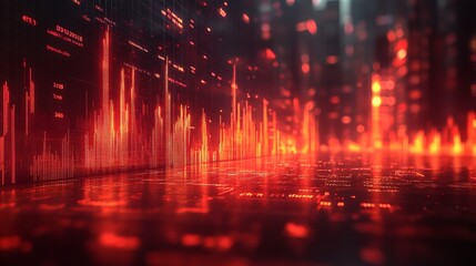 digital red audio waves graphic, displaying a visualization of sound frequencies