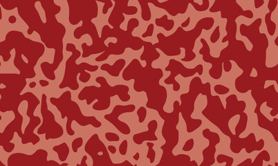 Vector illustration of abstract camouflage fabric design with a mix of red and salmon color. Camouflage texture natural soft colors background, wallpaper. For hunting and military purposes.