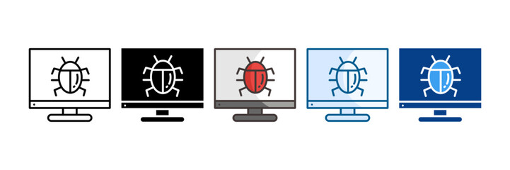 Bug Icon Set Multiple Style Collection